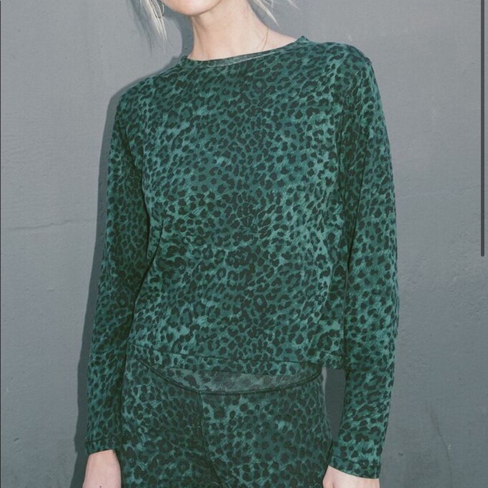 RAGDOLL LA Long Sleeve Crop Tee in Green Leopard